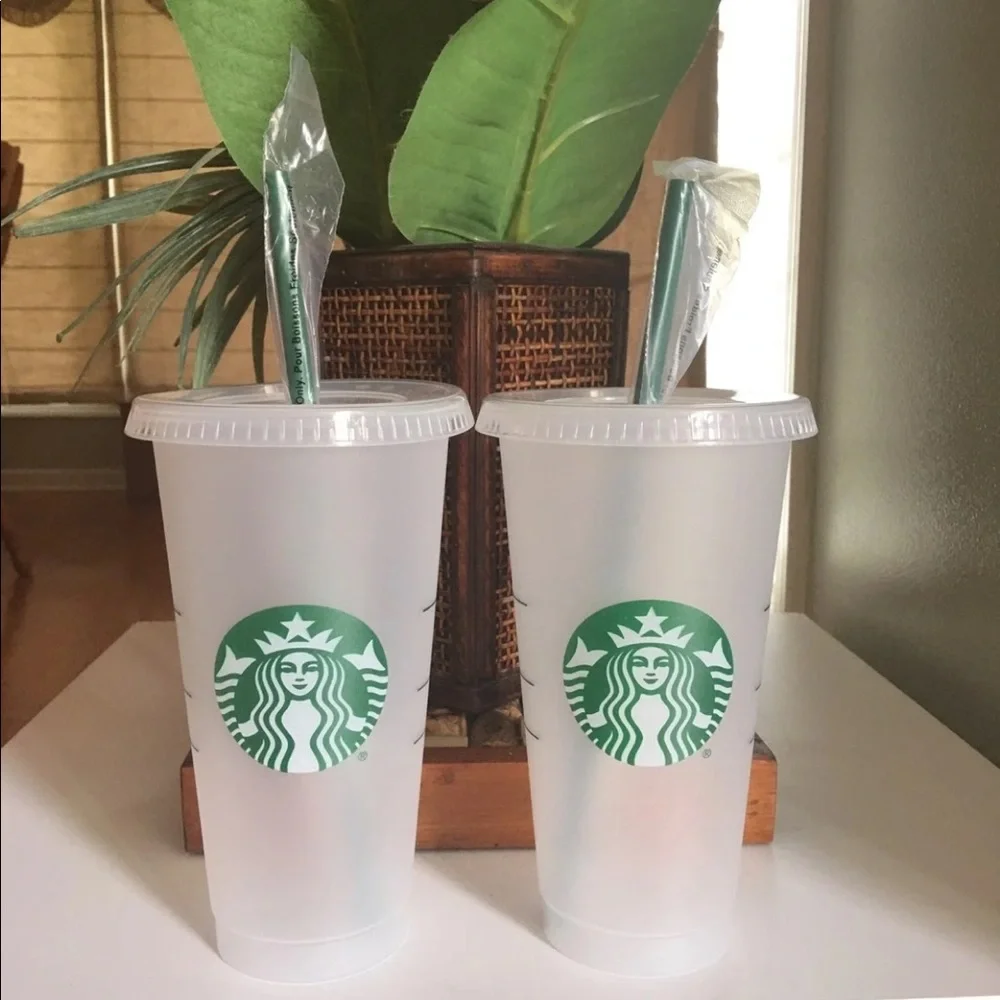 NWT Starbucks set of 2 Venti iced cups Christmas holiday gift coffee tea water
